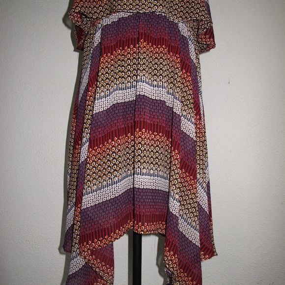 Love Delirious 2X Dress Kerchief Hem Colorful Geo - Picture 2 of 7